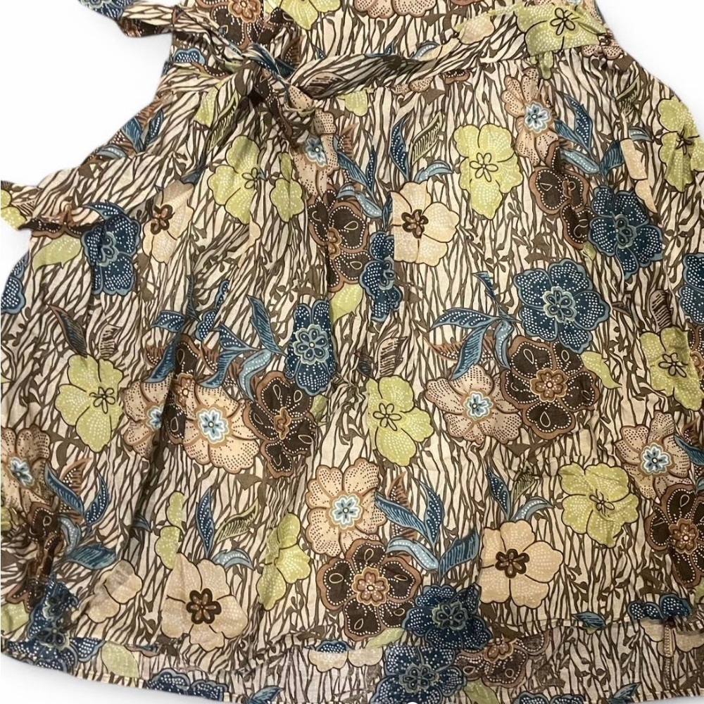 RW&CO. Floral Patterned Skirt - Blue, Brown, Yellow